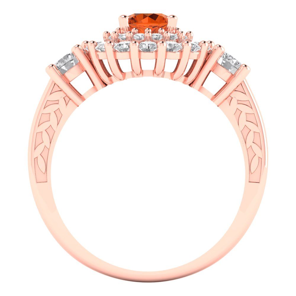 1.4 cttw Zirconia Simulated Red Diamond Hidden Halo Engagement Ring - Solid Gold (VVS1, Round Cut,5.0mm)