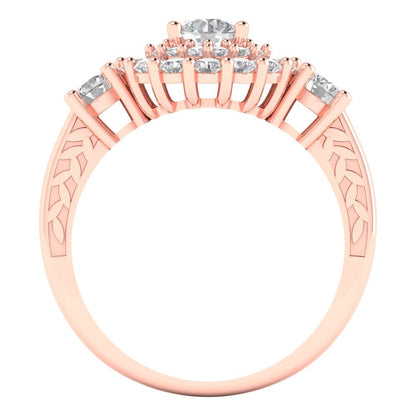 1.4 cttw Zirconia Simulated Diamond Hidden Halo Engagement Ring - Solid Gold (VVS1, Round Cut,5.0mm)