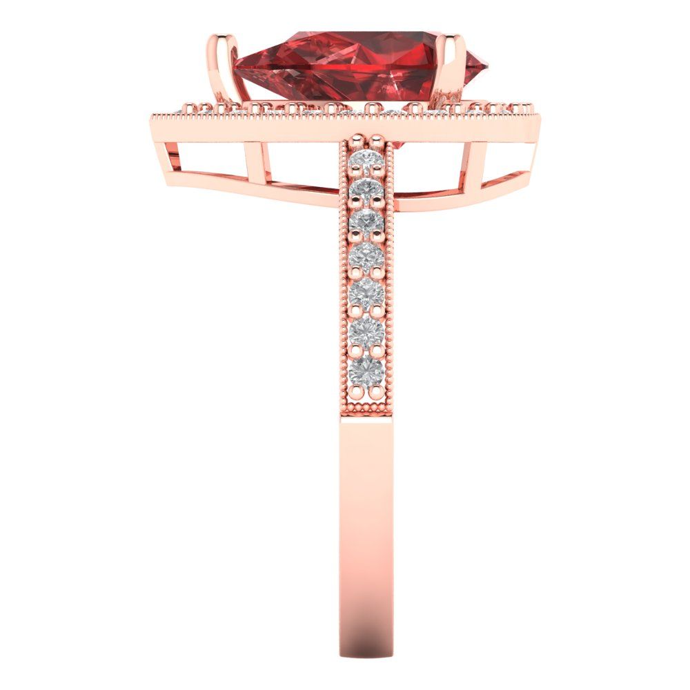 2.36 cttw Natural Garnet Hidden Halo Engagement Ring - Solid Gold (Pear Cut,10x7mm)