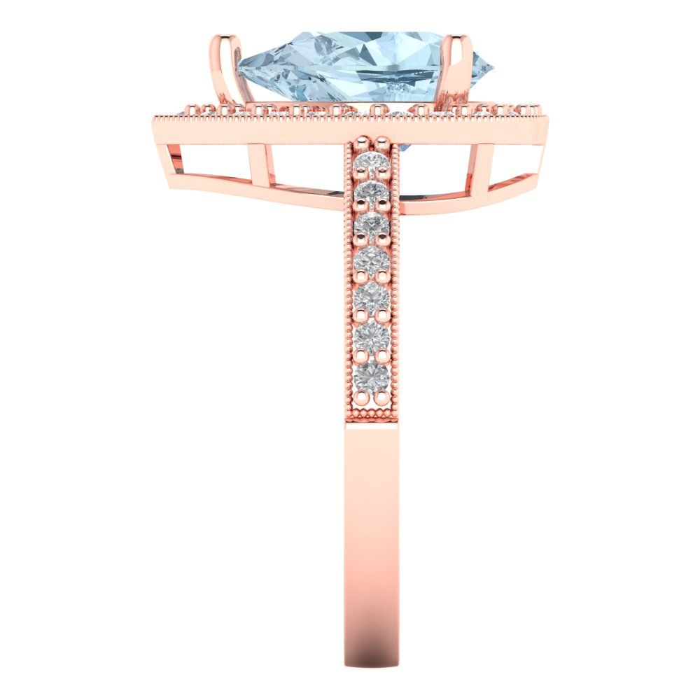 2.36 cttw Natural Sky Blue Topaz Hidden Halo Engagement Ring - Solid Gold (Pear Cut,10x7mm)
