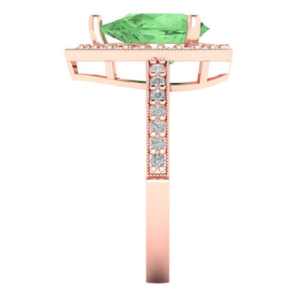 2.36 cttw Zirconia Simulated Green Diamond Hidden Halo Engagement Ring - Solid Gold (VVS1, Pear Cut,10x7mm)