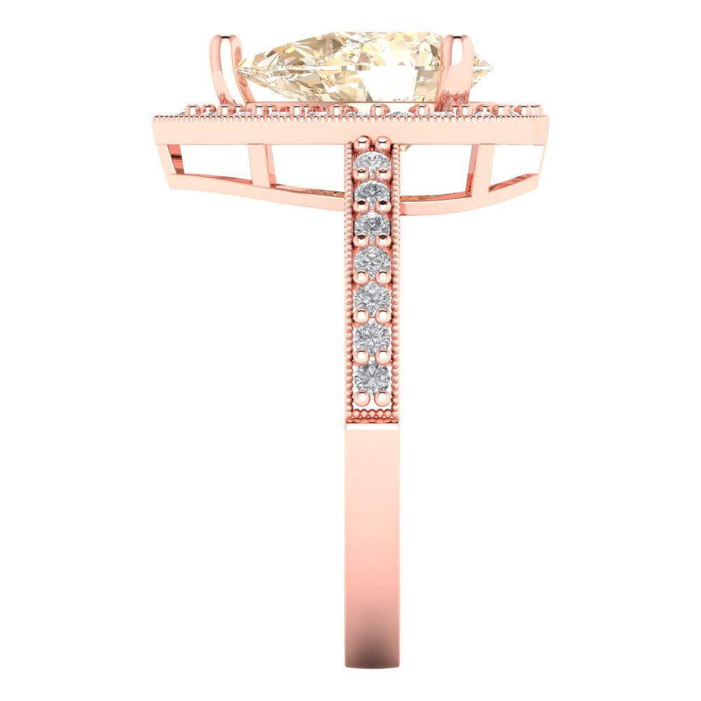 2.36 cttw Natural Morganite Hidden Halo Engagement Ring - Solid Gold (Pear Cut,10x7mm)