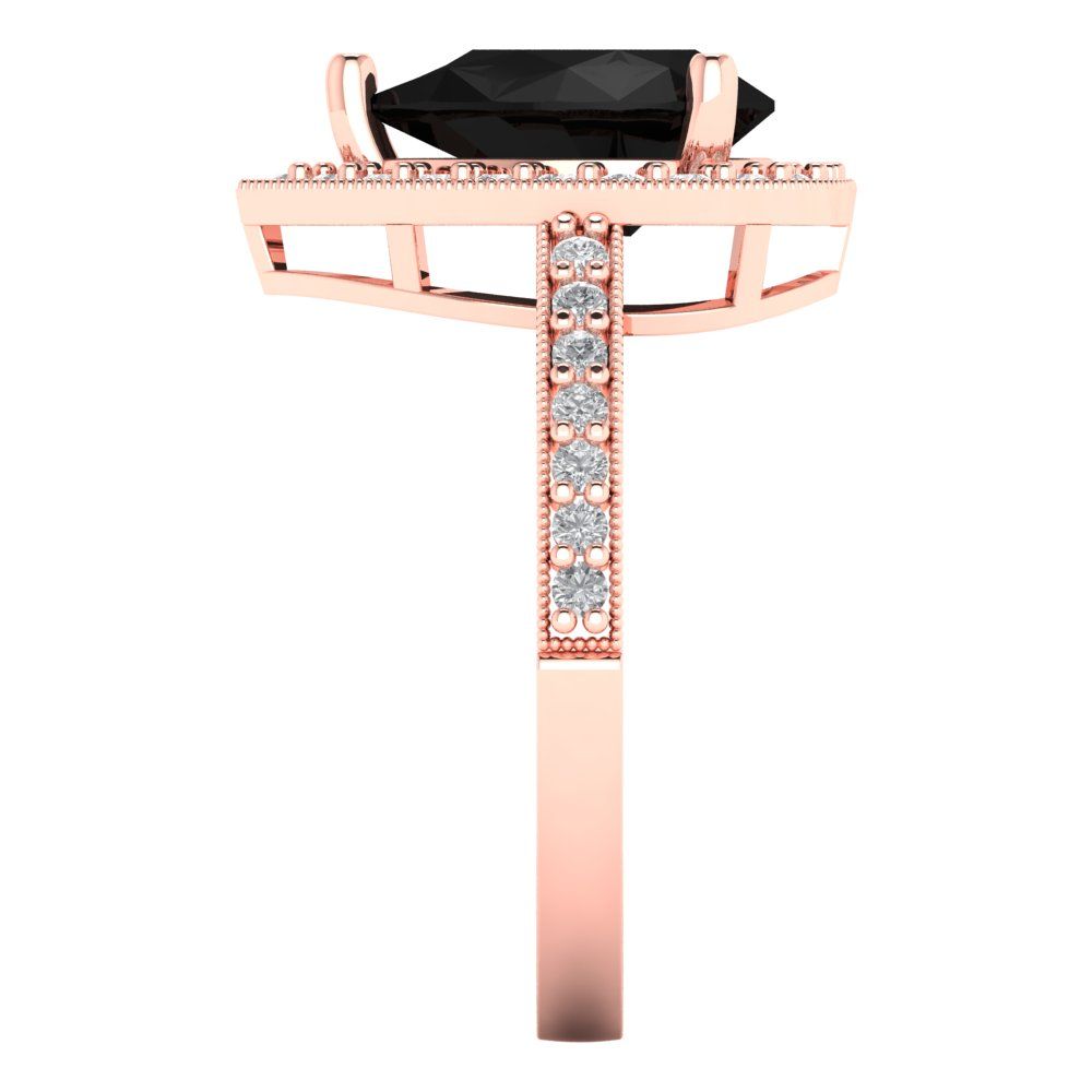 2.36 cttw Natural Onyx Hidden Halo Engagement Ring - Solid Gold (Pear Cut,10x7mm)