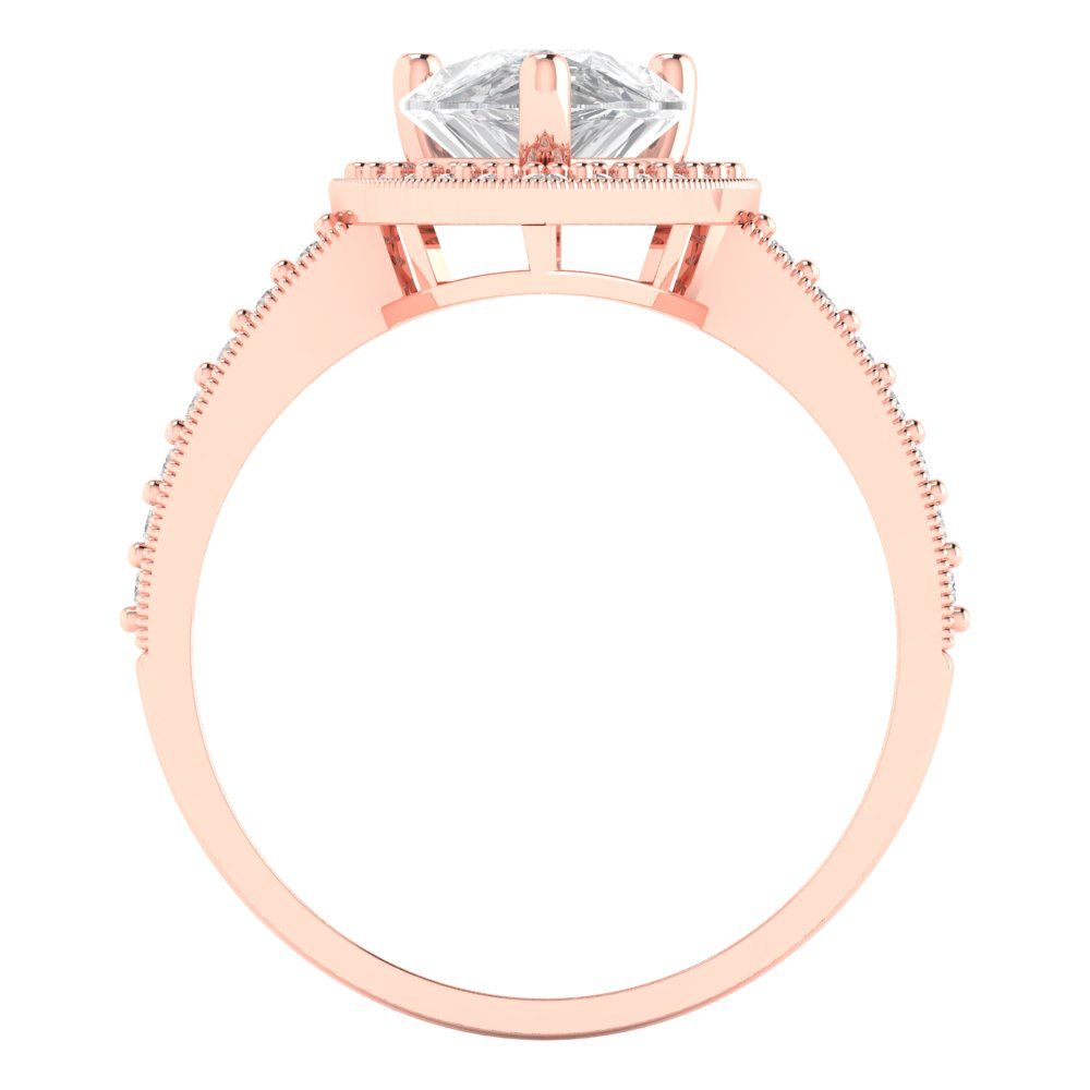 2.36 cttw Certified Moissanite Hidden Halo Engagement Ring - Solid Gold (VVS1, D-F,Pear Cut,10x7mm)