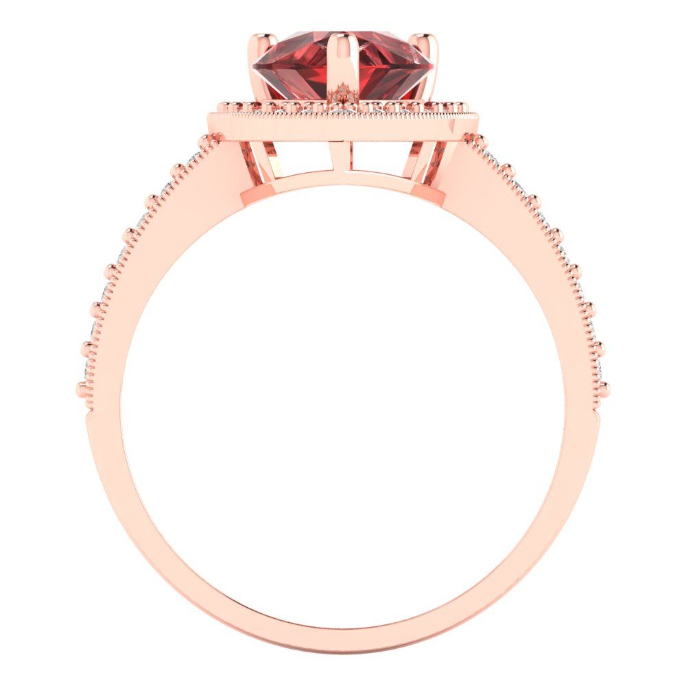 2.36 cttw Natural Garnet Hidden Halo Engagement Ring - Solid Gold (Pear Cut,10x7mm)