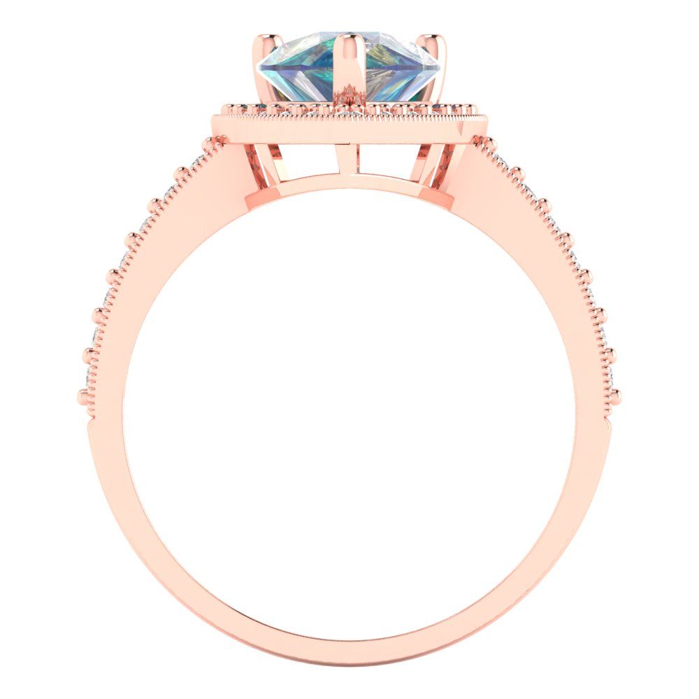 2.36 cttw Blue Moissanite Hidden Halo Engagement Ring - Solid Gold (Pear Cut,10x7mm)