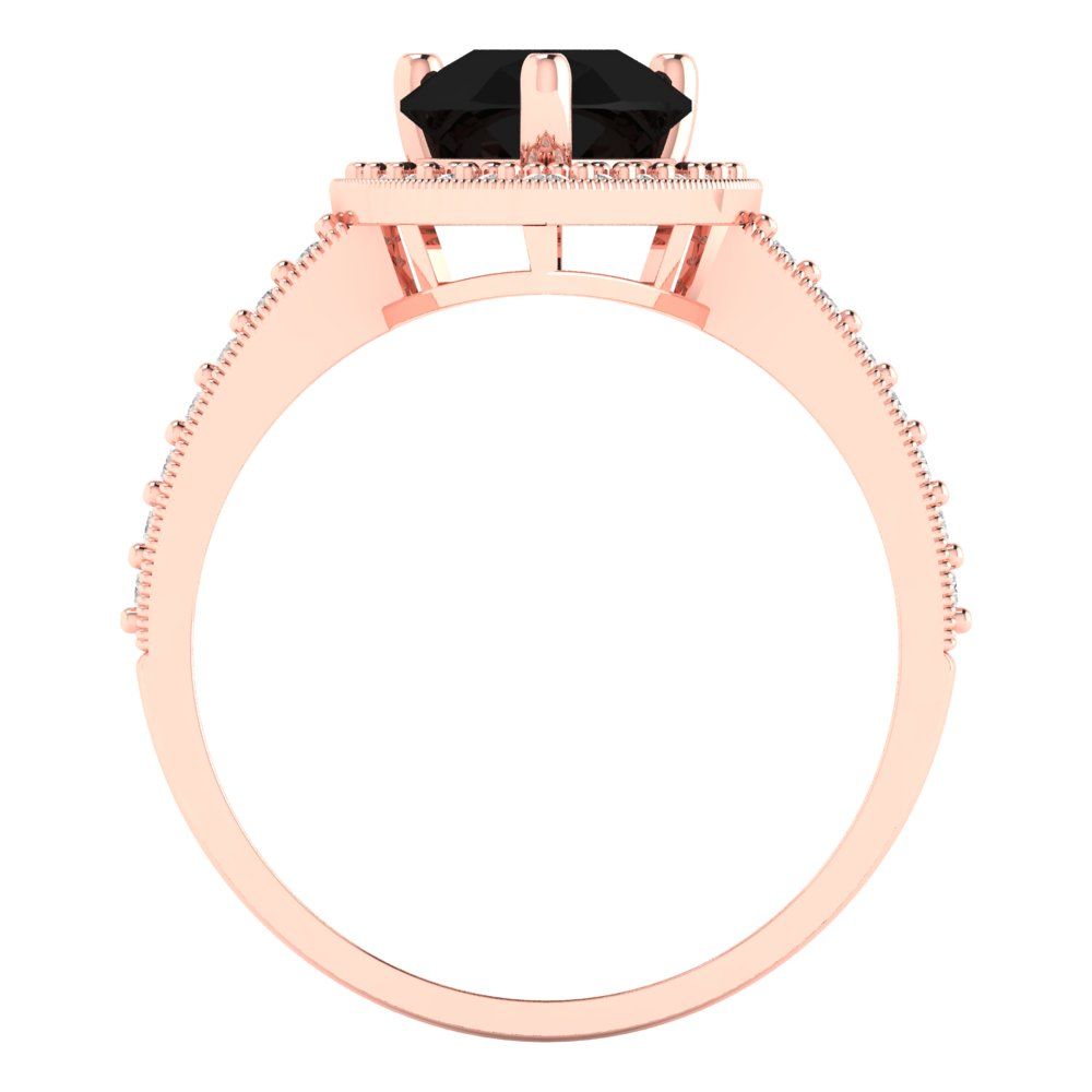 2.36 cttw Natural Onyx Hidden Halo Engagement Ring - Solid Gold (Pear Cut,10x7mm)