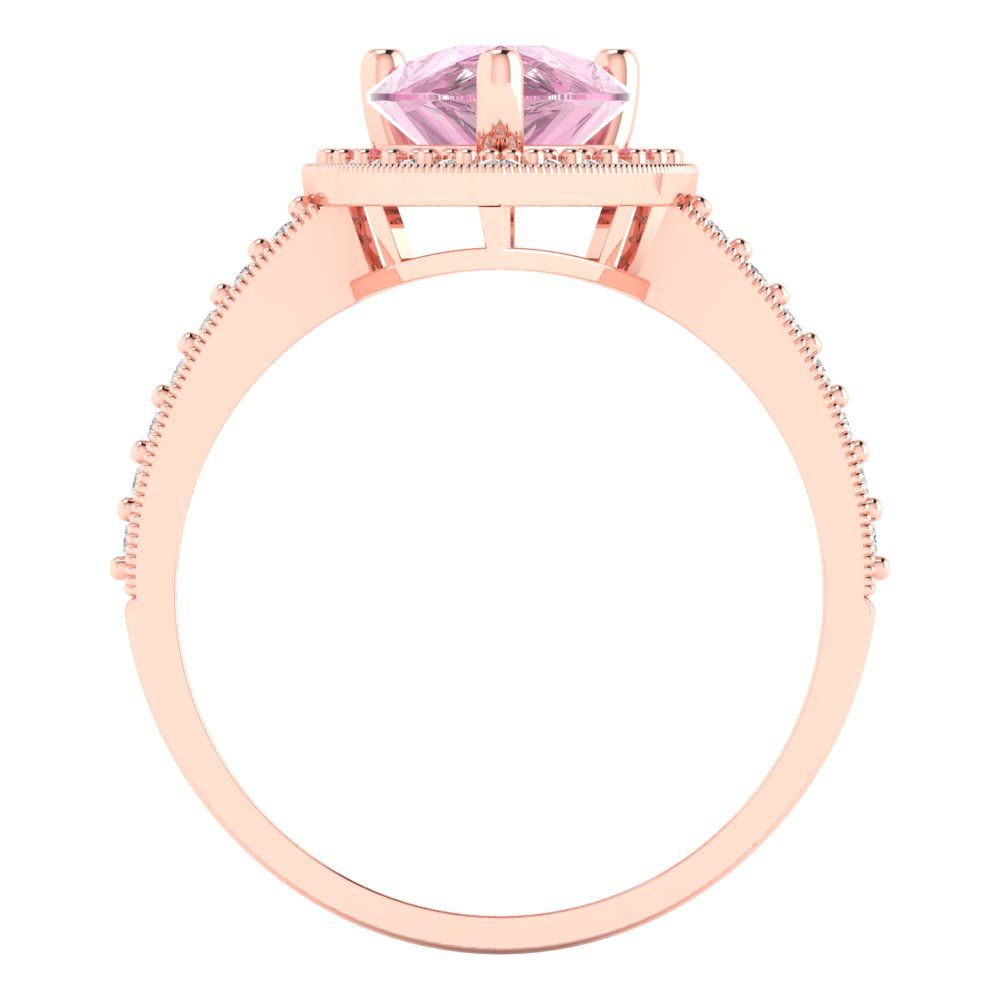 2.36 cttw Zirconia Simulated Pink Diamond Hidden Halo Engagement Ring - Solid Gold (VVS1, Pear Cut,10x7mm)