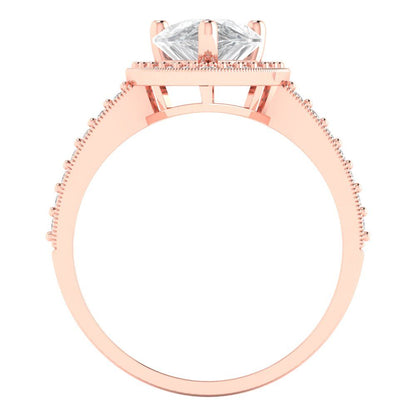 2.36 cttw Zirconia Simulated Diamond Hidden Halo Engagement Ring - Solid Gold (VVS1, Pear Cut,10x7mm)