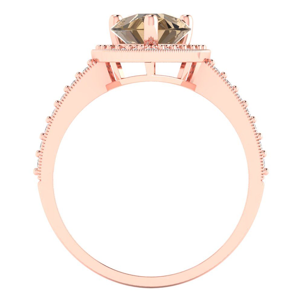2.36 cttw Zirconia Simulated Champagne Diamond Hidden Halo Engagement Ring - Solid Gold (VVS1, Pear Cut,10x7mm)