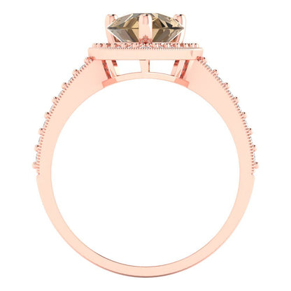 2.36 cttw Zirconia Simulated Champagne Diamond Hidden Halo Engagement Ring - Solid Gold (VVS1, Pear Cut,10x7mm)