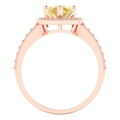 2.36 cttw Natural Citrine Hidden Halo Engagement Ring - Solid Gold (Pear Cut,10x7mm)