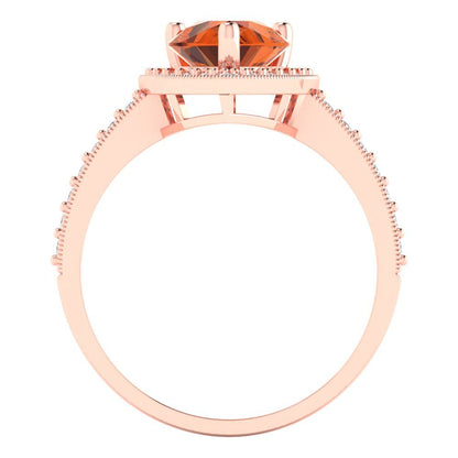 2.36 cttw Zirconia Simulated Red Diamond Hidden Halo Engagement Ring - Solid Gold (VVS1, Pear Cut,10x7mm)