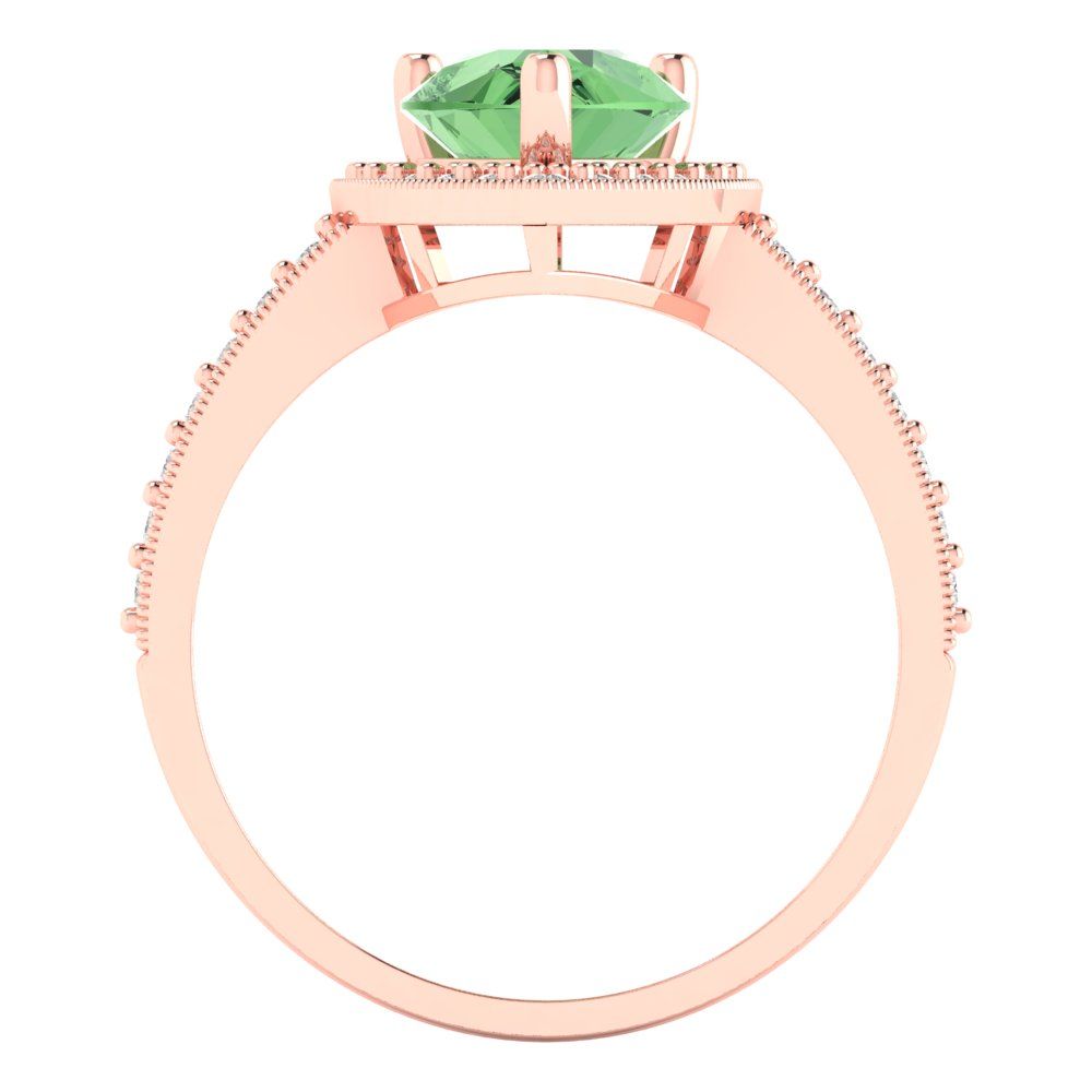 2.36 cttw Zirconia Simulated Green Diamond Hidden Halo Engagement Ring - Solid Gold (VVS1, Pear Cut,10x7mm)