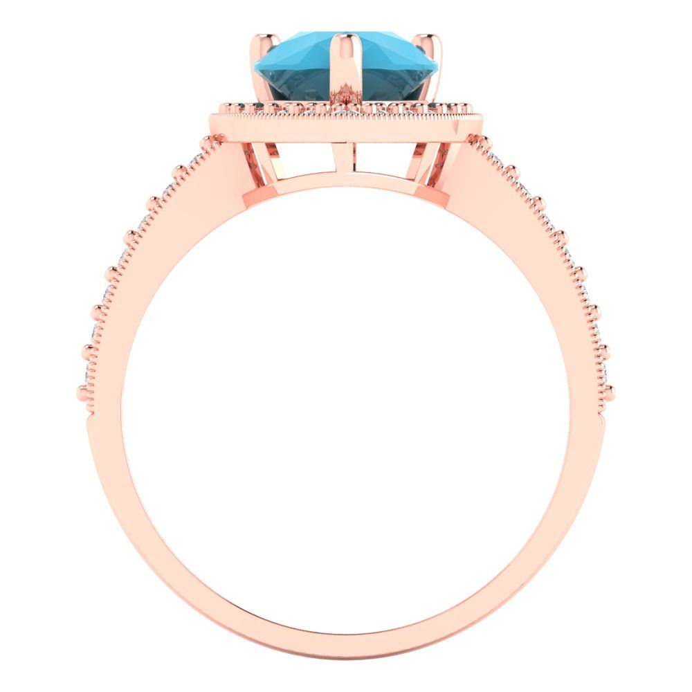 2.36 cttw Simulated Turquoise Hidden Halo Engagement Ring - Solid Gold (Pear Cut,10x7mm)