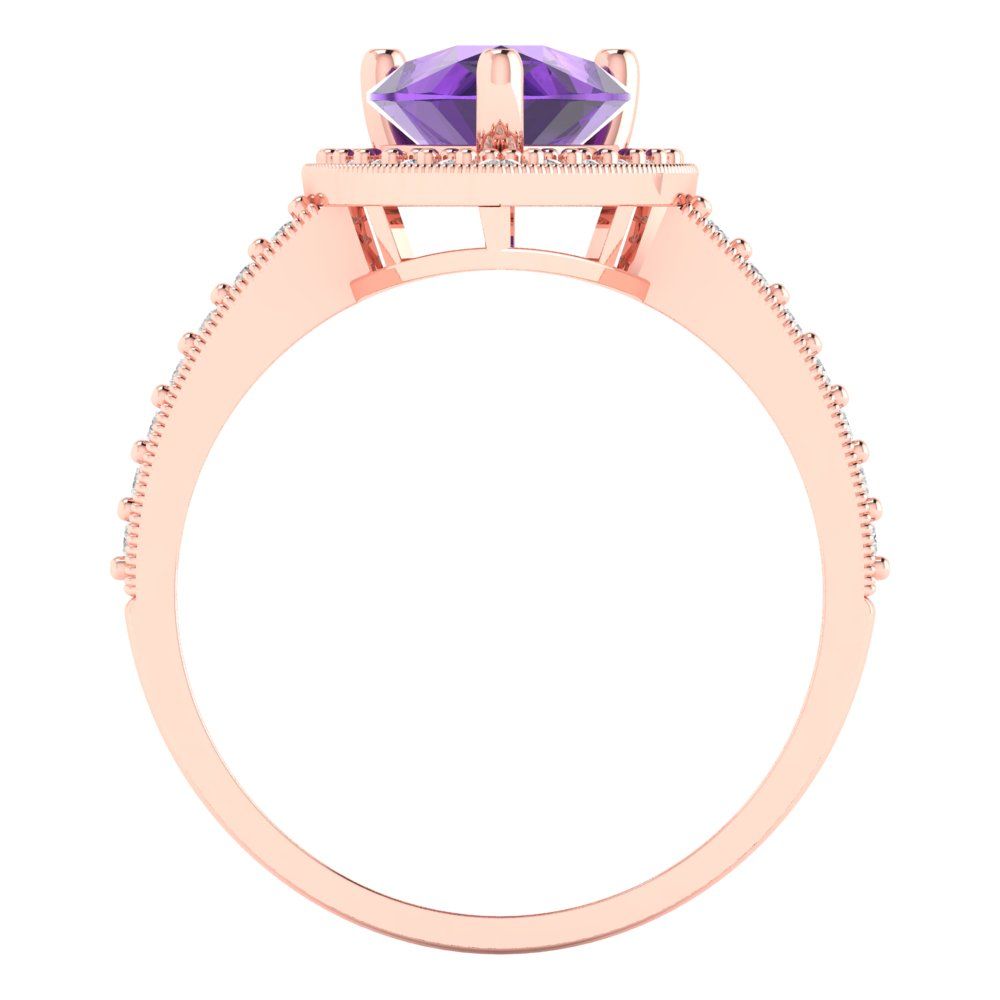 2.36 cttw Natural Amethyst Hidden Halo Engagement Ring - Solid Gold (Pear Cut,10x7mm)