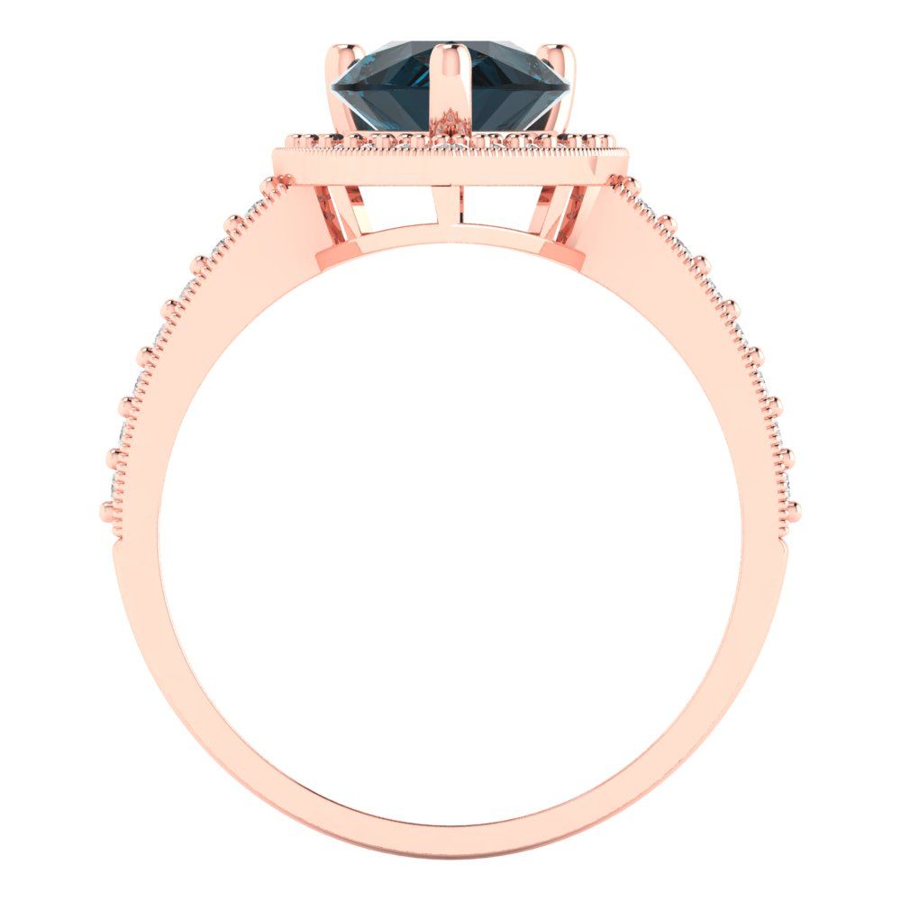 2.36 cttw Natural London Blue Topaz Hidden Halo Engagement Ring - Solid Gold (Pear Cut,10x7mm)