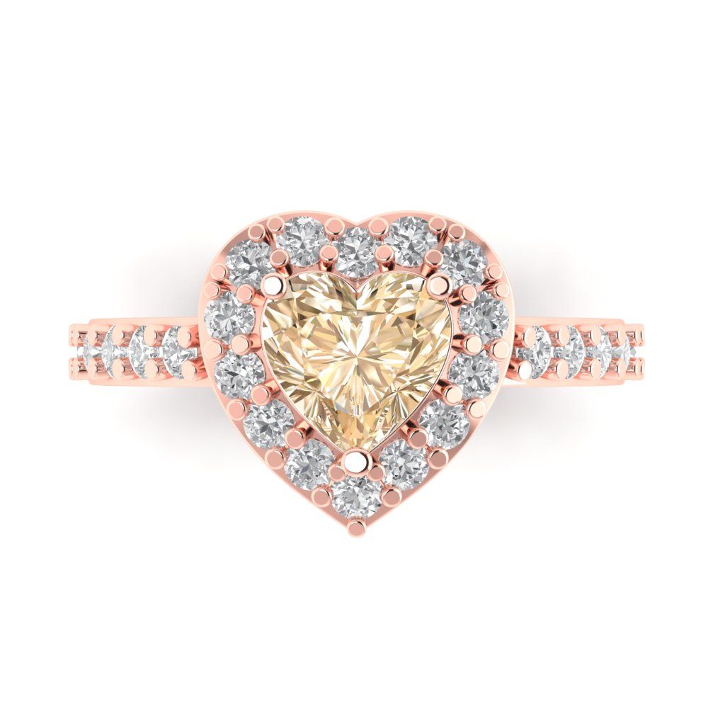 2.03 cttw Natural Morganite Hidden Halo Engagement Ring - Solid Gold (Heart Cut,7.0mm)