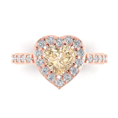 2.03 cttw Natural Morganite Hidden Halo Engagement Ring - Solid Gold (Heart Cut,7.0mm)