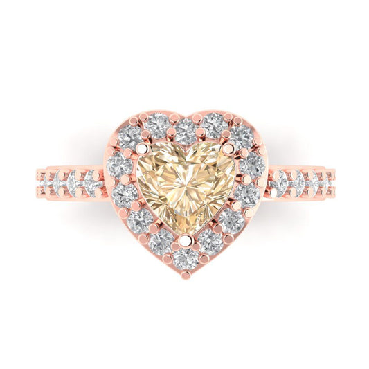 2.03 cttw Natural Morganite Hidden Halo Engagement Ring - Solid Rose Gold (VVS1, Heart Cut,7.0mm)