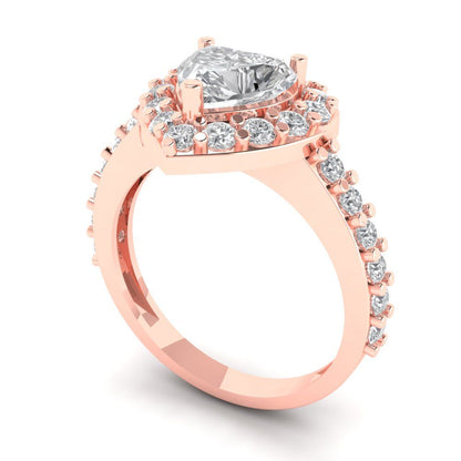 2.03 cttw White Sapphire Hidden Halo Engagement Ring - Solid Gold (Heart Cut,7.0mm)