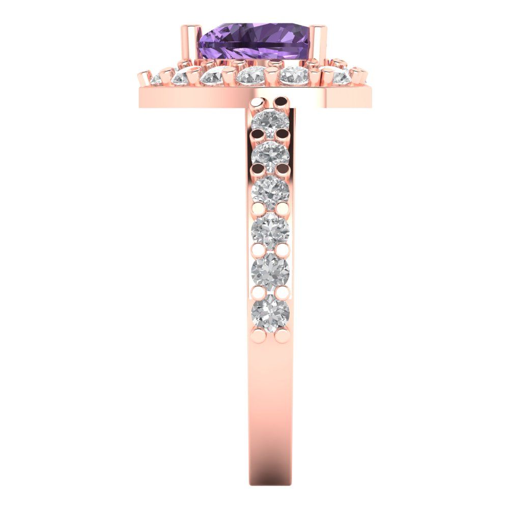 2.03 cttw Simulated Alexandrite Hidden Halo Engagement Ring - Solid Gold (Heart Cut,7.0mm)