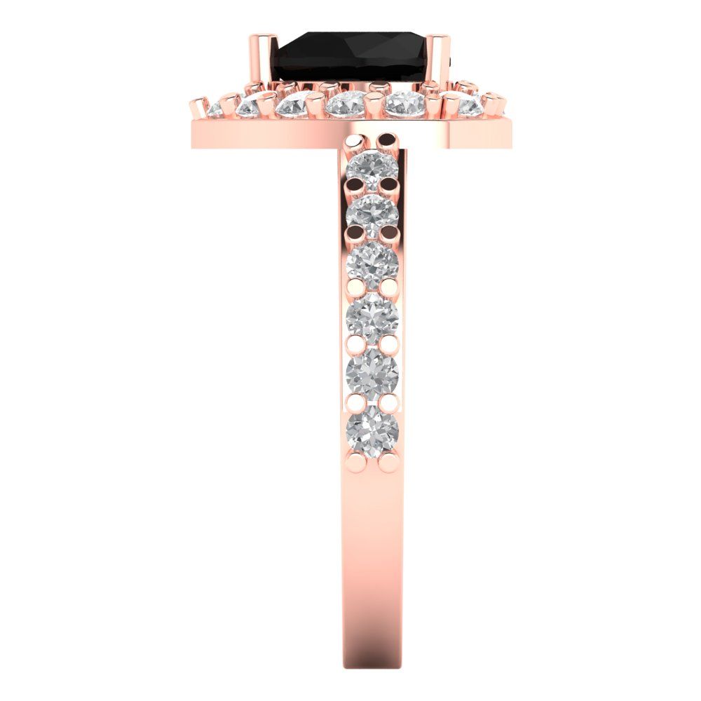 2.03 cttw Natural Onyx Hidden Halo Engagement Ring - Solid Rose Gold (VVS1, Heart Cut,7.0mm)