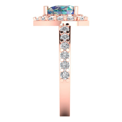 2.03 cttw Blue Moissanite Hidden Halo Engagement Ring - Solid Gold (Heart Cut,7.0mm)