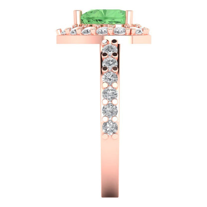 2.03 cttw Zirconia Simulated Green Diamond Hidden Halo Engagement Ring - Solid Gold (VVS1, Heart Cut,7.0mm)