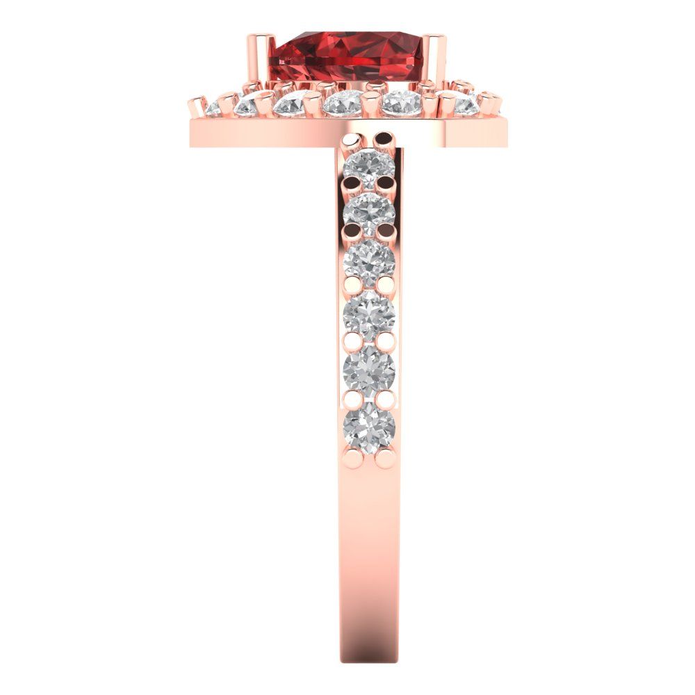 2.03 cttw Natural Garnet Hidden Halo Engagement Ring - Solid Gold (Heart Cut,7.0mm)