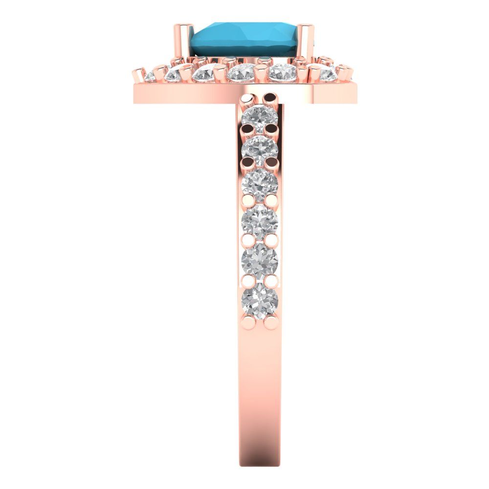 2.03 cttw Simulated Turquoise Hidden Halo Engagement Ring - Solid Gold (Heart Cut,7.0mm)