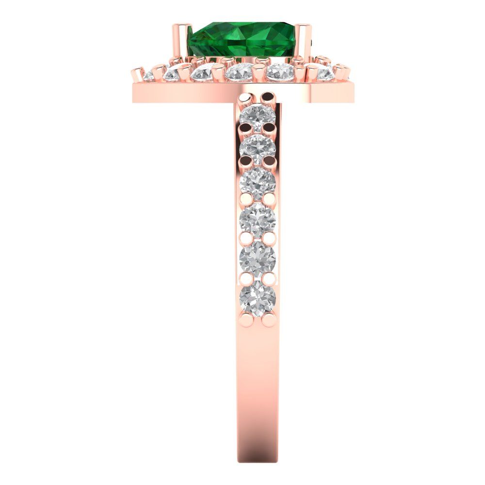 2.03 cttw Simulated Emerald Hidden Halo Engagement Ring - Solid Rose Gold (VVS1, Heart Cut,7.0mm)
