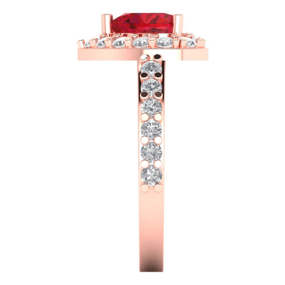 2.03 cttw Simulated Pink Tourmaline Hidden Halo Engagement Ring - Solid Gold (Heart Cut,7.0mm)