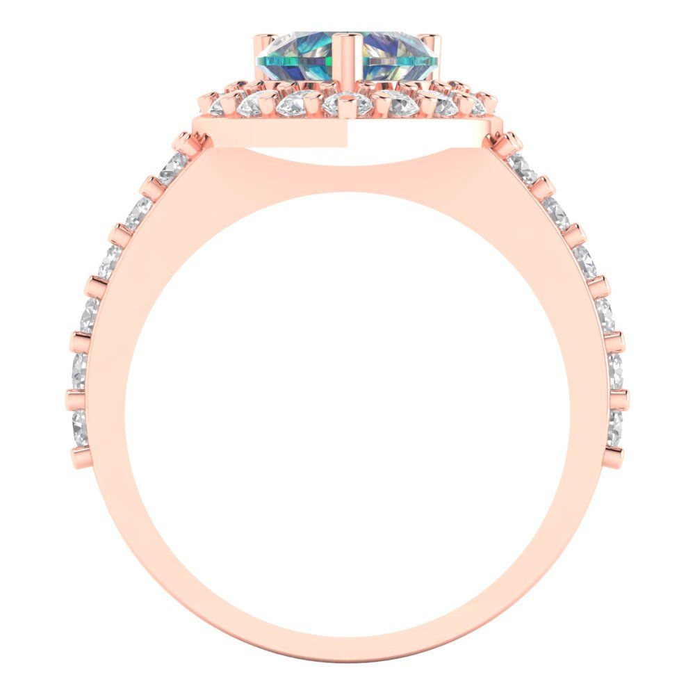 2.03 cttw Blue Moissanite Hidden Halo Engagement Ring - Solid Gold (Heart Cut,7.0mm)