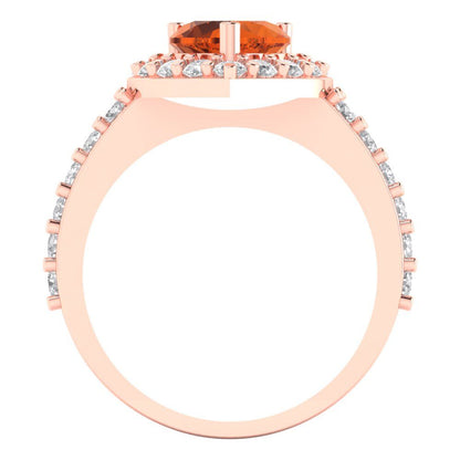 2.03 cttw Simulated Pink Tourmaline Hidden Halo Engagement Ring - Solid Gold (Heart Cut,7.0mm)