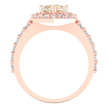 2.03 cttw Natural Morganite Hidden Halo Engagement Ring - Solid Gold (Heart Cut,7.0mm)
