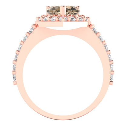 2.03 cttw Yellow Moissanite Hidden Halo Engagement Ring - Solid Gold (Heart Cut,7.0mm)