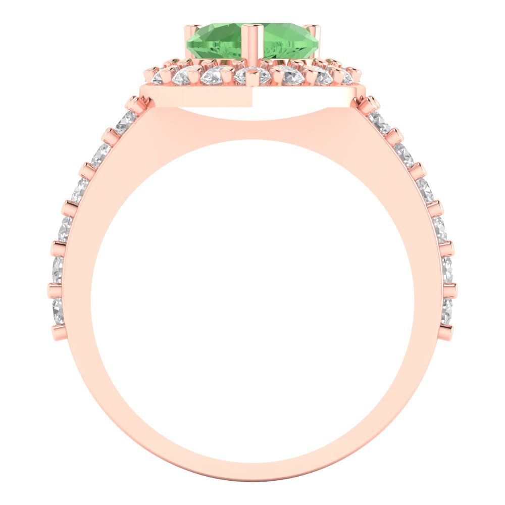 2.03 cttw Zirconia Simulated Green Diamond Hidden Halo Engagement Ring - Solid Gold (VVS1, Heart Cut,7.0mm)