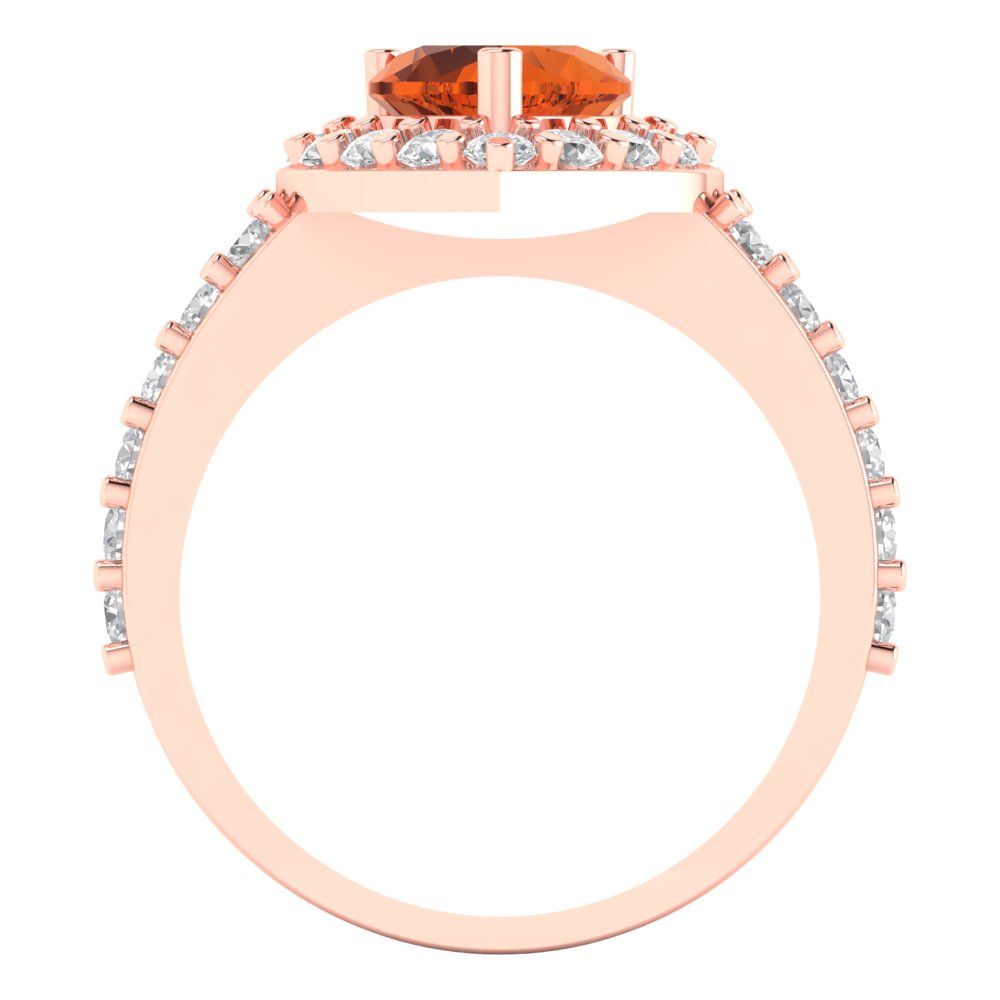 2.03 cttw Zirconia Simulated Red Diamond Hidden Halo Engagement Ring - Solid Gold (VVS1, Heart Cut,7.0mm)