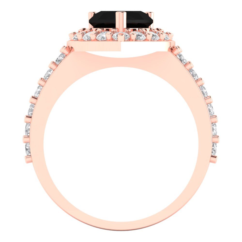 2.03 cttw Natural Onyx Hidden Halo Engagement Ring - Solid Rose Gold (VVS1, Heart Cut,7.0mm)