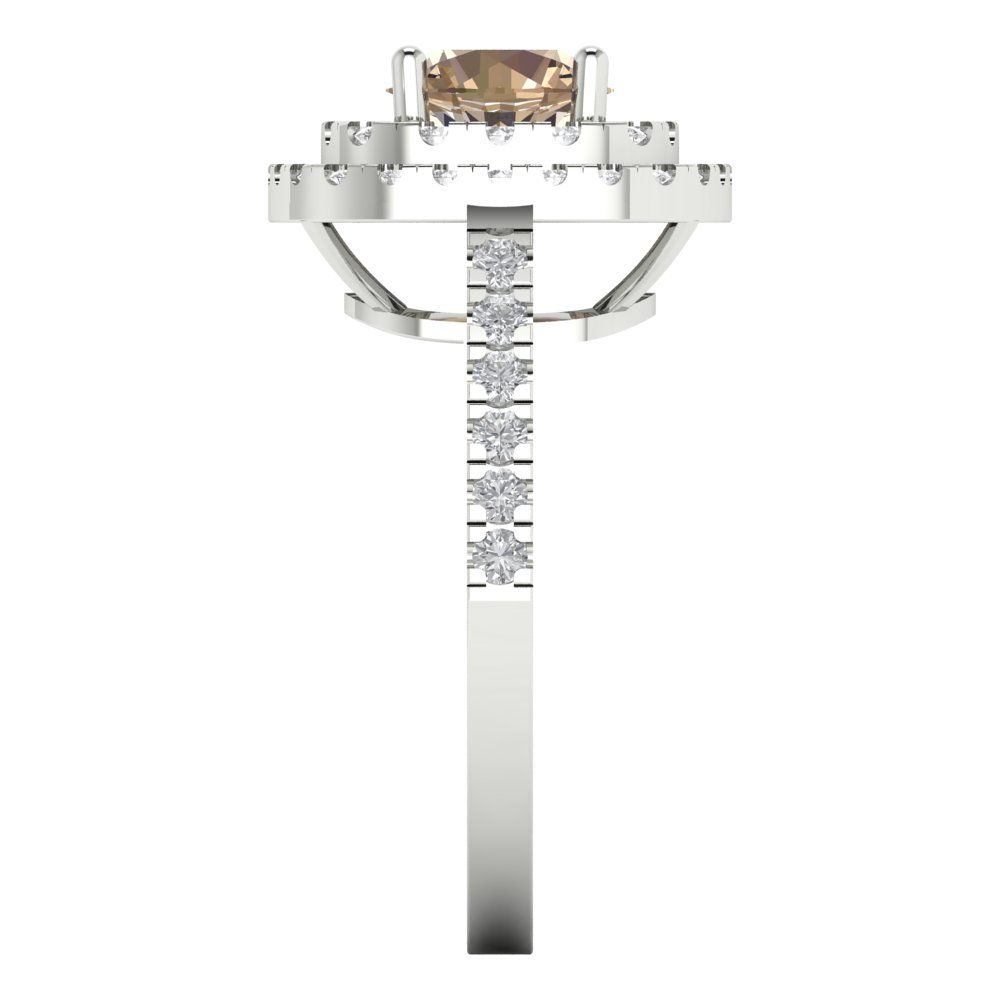 1.615 cttw Yellow Moissanite Solitaire with Zirconia Simulated Diamond Accents Engagement Ring - Solid White Gold (VVS1, Round Cut,6.5mm)