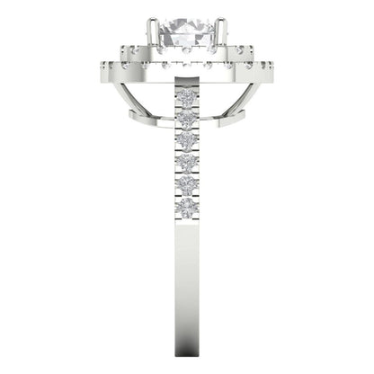 1.615 cttw Moissanite Solitaire with Zirconia Simulated Diamond Accents Engagement Ring - Solid White Gold (VVS1, Round Cut,6.5mm)