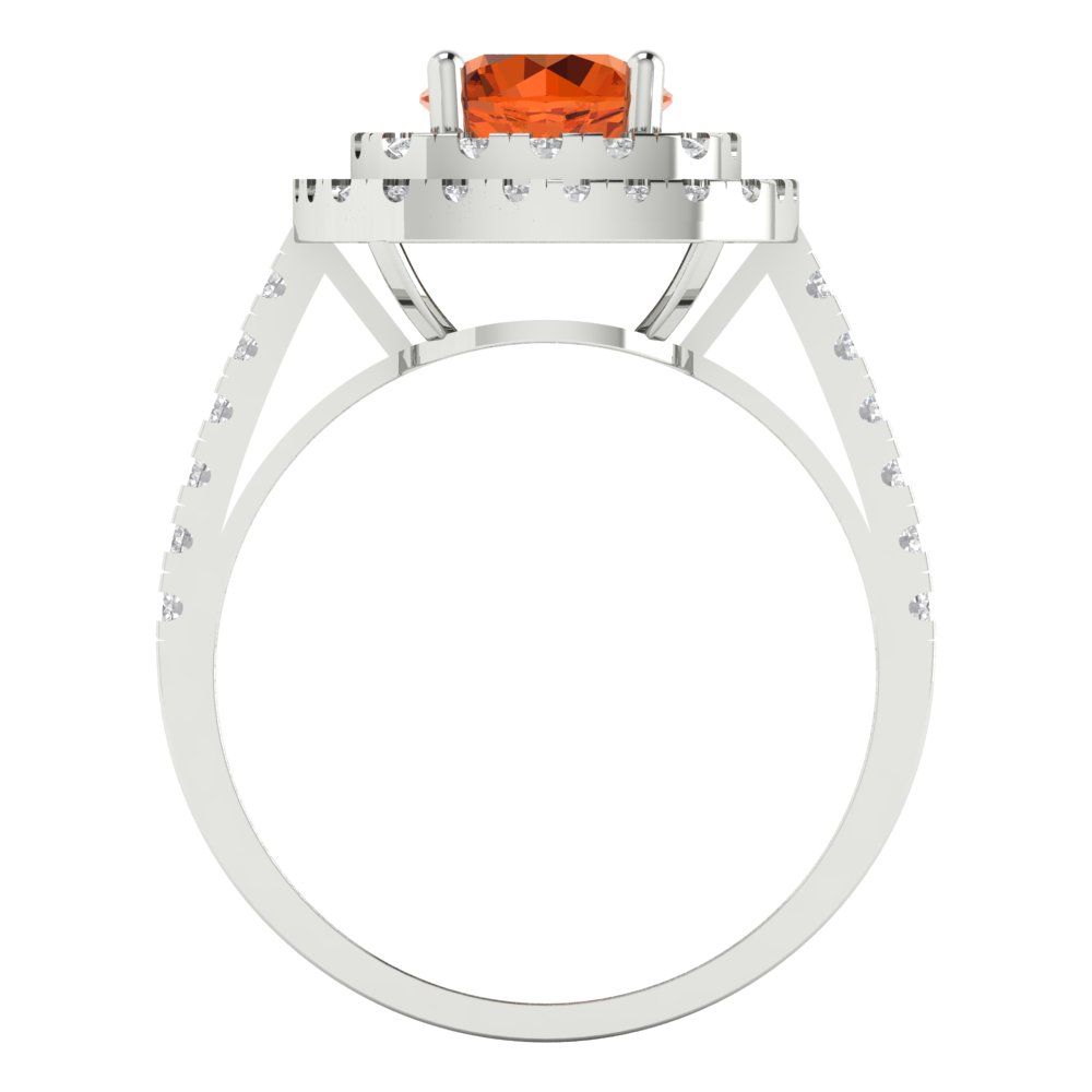 1.615 cttw Simulated Pink Tourmaline Solitaire with Zirconia Simulated Diamond Accents Engagement Ring - Solid White Gold (VVS1, Round Cut,6.5mm)