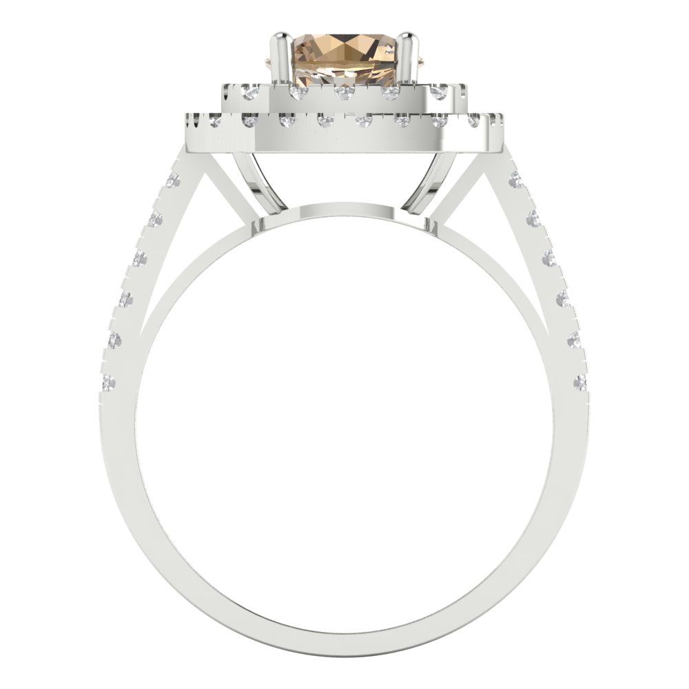 1.615 cttw Yellow Moissanite Solitaire with Zirconia Simulated Diamond Accents Engagement Ring - Solid White Gold (VVS1, Round Cut,6.5mm)