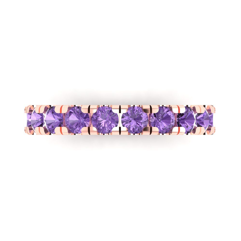 1 cttw Simulated Alexandrite Round Cut Rose Gold Eternity Wedding Band