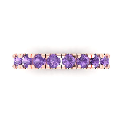 1 cttw Simulated Alexandrite Round Cut Rose Gold Eternity Wedding Band