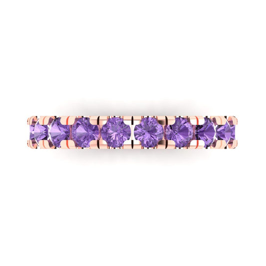 1 cttw Simulated Alexandrite Round Cut Rose Gold Eternity Wedding Band