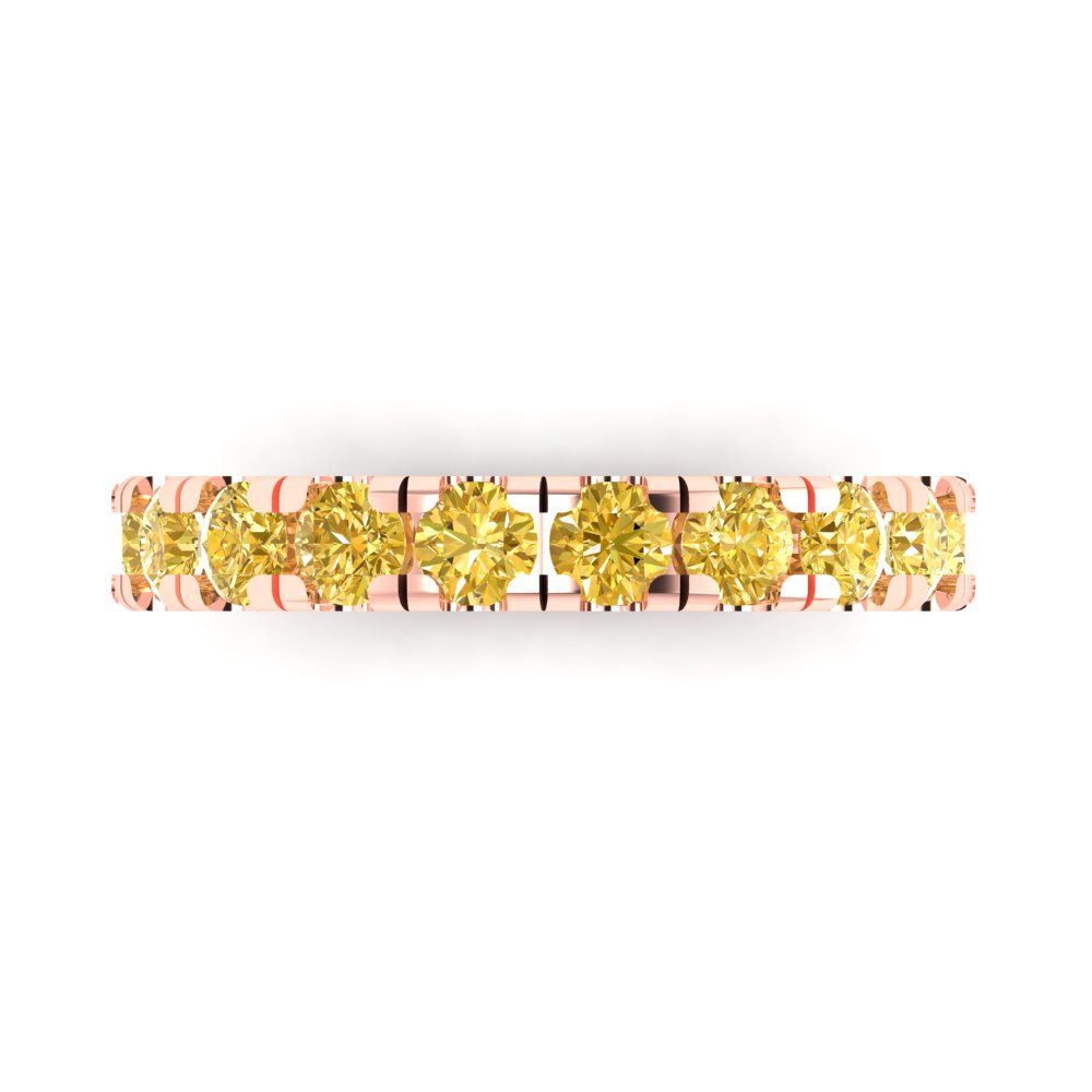 1 cttw Simulated Yellow Diamond Round Cut Rose Gold Eternity Wedding Band
