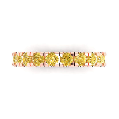 1 cttw Simulated Yellow Diamond Round Cut Rose Gold Eternity Wedding Band