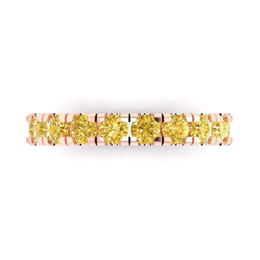 1 cttw Simulated Yellow Diamond Round Cut Rose Gold Eternity Wedding Band